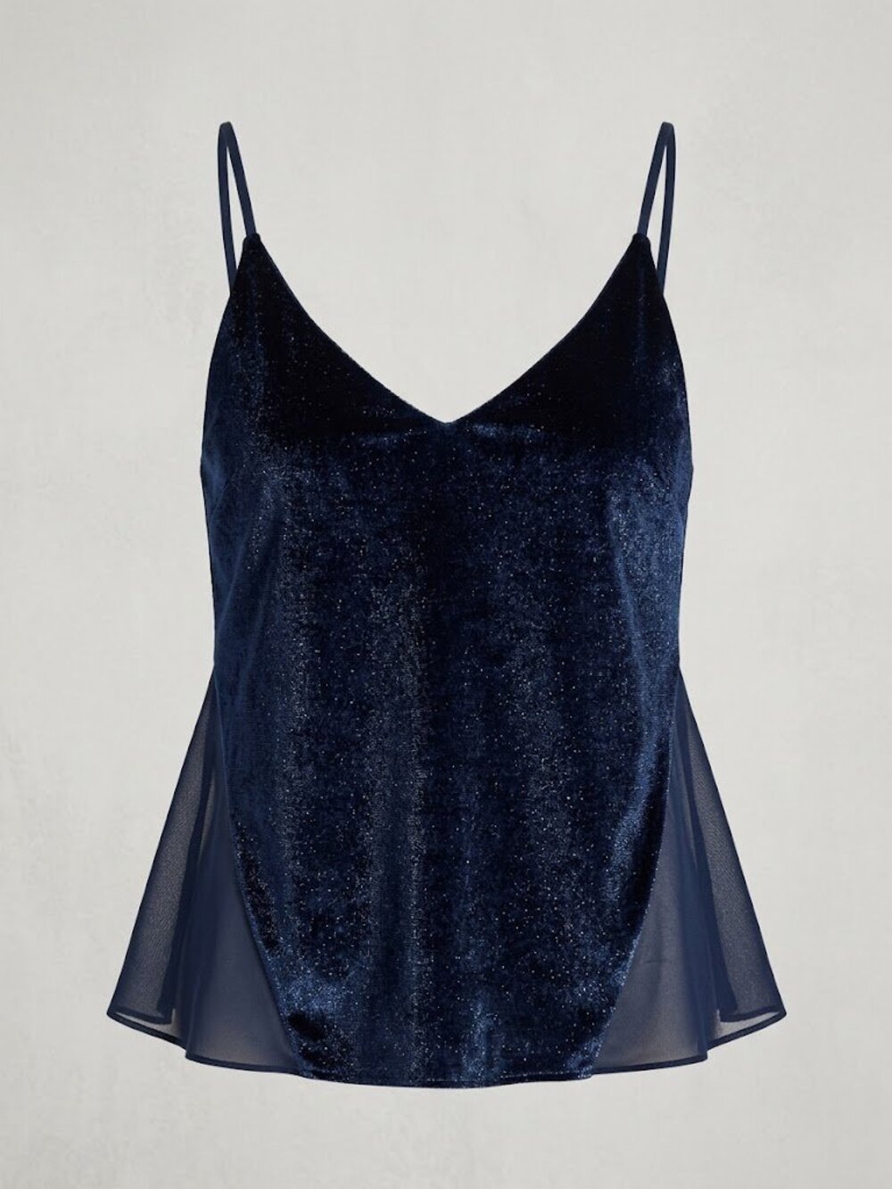 J. Brand Blue Velvet V-Neck Women's Tank Top, size Small